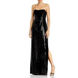 NEW Aidan Mattox Black Sequin Beaded Strapless Formal Gown